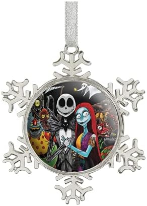 Snowflake Ornament Hanging Christmas Tree Decorative Ornaments for New Year Holidays Party (The NightmareOrnament Before Christmas Jack and Sally)