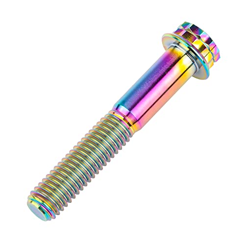 Image of Titanium Flange 12 Point Head M8 x15 20 25 30 35 40 45 50 55 60 65mm Screw Bolt Pack of 4 (M8x45mm, Rainbow)