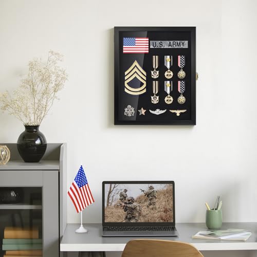 Image of TJ.MOREE 11x14 Pin Display Case for Military Badges & Medals | Fits Tags Patches, Jewelry & Giant Pins, Insignia Ribbons