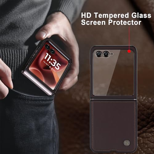 ASAPDOS Genuine Leather Folio Magnetic Case for Motorola RAZR+Plus 2026/2025/2024[Compatible with MagSafe],Built-in Screen Protector and Thin Slim Protective Case Cover Coffee by ASAPDOS - Image 5