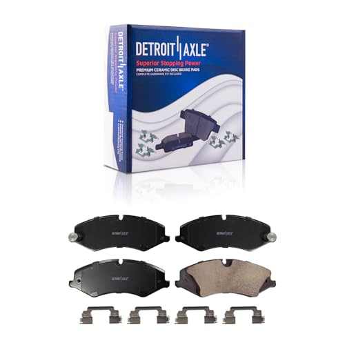 Image of Detroit Axle - Front Brake Pads for 2014-2017 Land Rover Range Rover, 2010-2017 Range Rover Sport, 2017 Discovery, 2010-2016 LR4, Ceramic Brake Pads w /Hardware Replacement