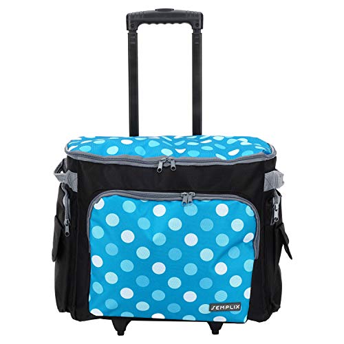 SEMPLIX Sewing Machine Trolley 50 x 43 x 32 cm for All Standard Household Sewing Machines, Sewing Machine Case for Comfortable Transport and Safe Storage, Petrol Turquoise