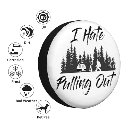 Image of Camping Spare Tire Cover Waterproof Tire Wheel Cover Dust-Proof Wheel Protector Fit for Trailer Rv SUV Truck Camper Travel Trailers Accessories 15 inch (I Hate Pulling Out)