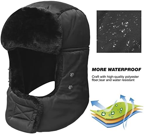 KOOLSOLY Trooper Trapper Hat,Winter Ski Hat with Winter Ear Flap and Ski Windproof Mask