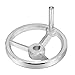 PATIKIL 120mm/4.72 Inch Diameter 14mm ID Rotary Handwheel, 1 Pack Cast Iron Chrome Plated with Handle for Many Types of Milling Machines and Lathes, Silver Tone