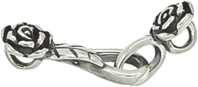 1set Antique Sterling Silver Rose Flower S Hook Fish Clasp