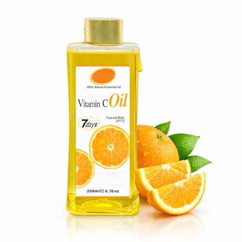 Vitamin C Oil for Massage and Skin Moisturizing Lightweight Hydrating Body Oil for Dry Skin Spa Body Care Oil 200ml / 6.76 fl oz