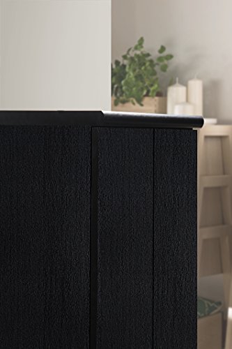Hodedah 2 Door Wardrobe with Adjustable/Removable Shelves & Hanging Rod, Black