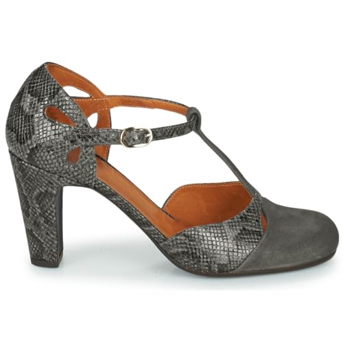 SHODENSE Women Kitten Heel Mary Jane Pumps Shoes Ankle T-Strap Closed Round Toe Sandals Heeled Cut-Out Snakeskin Suede Mary Janes Dress Shoes Two-Toned Patchwork Office Party Dance Shoe Chic 4-11 M US2