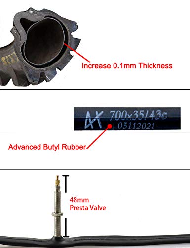 Dmlnn 28 700X35-43C Road Bike Replacement Inner Tubes Presta Valve 48/60/80Mm For Road Bikes With Tire Size Of 700C X 35, 38, 40 And 43 (6 Inner Tubes With 2 Tire Levers) (Presta Valve 80Mm) #TOP2