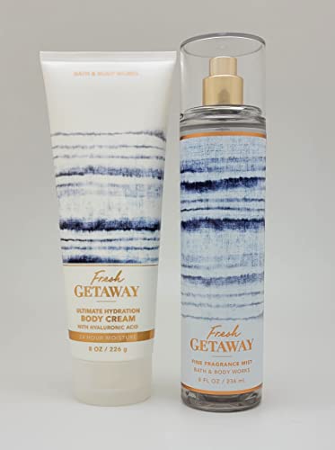 Bath & Body Works - Fresh Getaway - 2 pc Bundle - Fine Fragrance Mist and Ultimate Hydration Body Cream - 2022