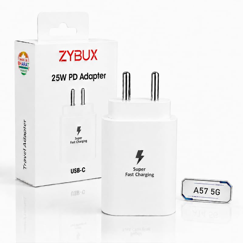 Image of 25W Type C Superfast Charger Adapter Compatible with Samsung Galaxy A|M|F|14 /15 /16 /17 /34 /35 /36 /56 /57 /04 /05 /06 /07 /17e /70e|Tab S8 /S9 /S10 Series & Other USB-C Devices 25 W Charging Block, White