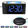 Digitale Klokken, Krachtige Vibratie & Luide Bel Wekker voor Zware Slapers, Doof,Slechthorend,7 Kleuren Nachtlampje,7″LED Scherm met 12/24 Uren & Dimmer,2 USB-Oplaadpoorten voor Huis,Keuken,Slaapkamer