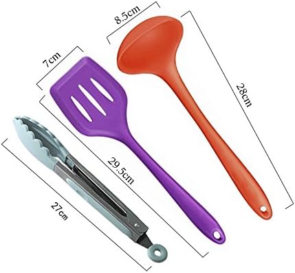 Colorful 10-Piece Non-Stick Cookware Set with Silicone Spatula, Pasta Server, and Scraper, colored
