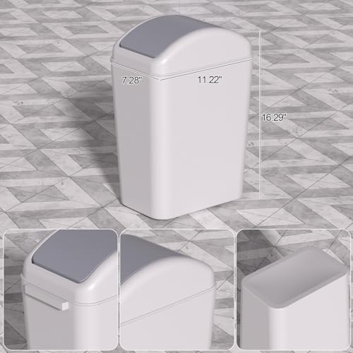 Caneca de basura pequeña plástica 4.5 gal, tapa basculante, pack 2 miniatura 2