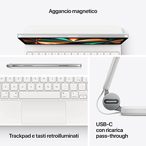 Image of Apple Magic Keyboard: iPad Keyboard and case for iPad Pro 12.9 inch (3rd, 4th, 5th and 6th gen) and iPad Air (M2), Great Typing Experience, Built-in trackpad, Italian - White