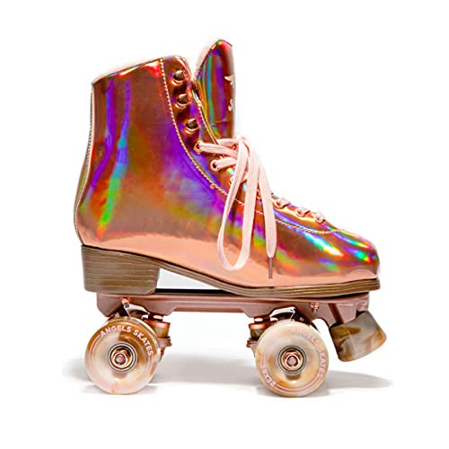 Angel Dust Women's Roller Skates - Premium Quality Pu Leather Quad Roller Skates - Adjustable High- Top Perfect Indoor Outdoor Girls Retro Roller Skates - Halographic Rose Gold (Rose Gold, 6) #TOP1