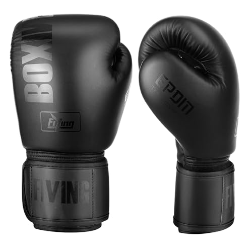 Boxhandschuhe für Damen und Herren Boxing Training Gloves geeignet für Boxen Kickboxen gemischte Kampfsportarten Thai MMA Kampftraining (schwarz 12oz)