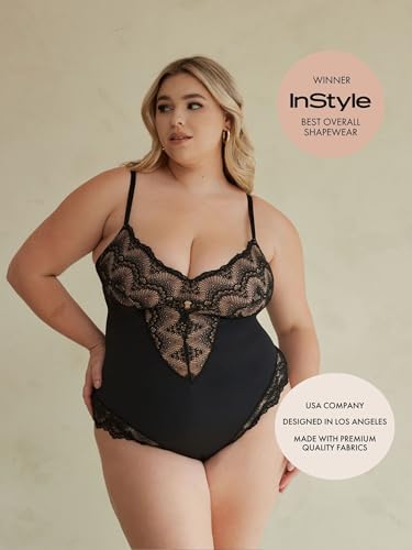 Pinsy Shapewear Sculpting Lace Bodysuit with Tummy Control, Compression, Built-in Bra, Convertible Bra Strap4