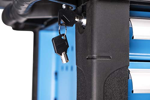 DeTec. 3066 Werkstattwagen bestückt 6/6 Schubladen inkl Klapp-Werkzeugkasten (Tragbare Werkzeugkiste | Werkzeugwagen Einleger mit Carbon-Optik) – Bild 3