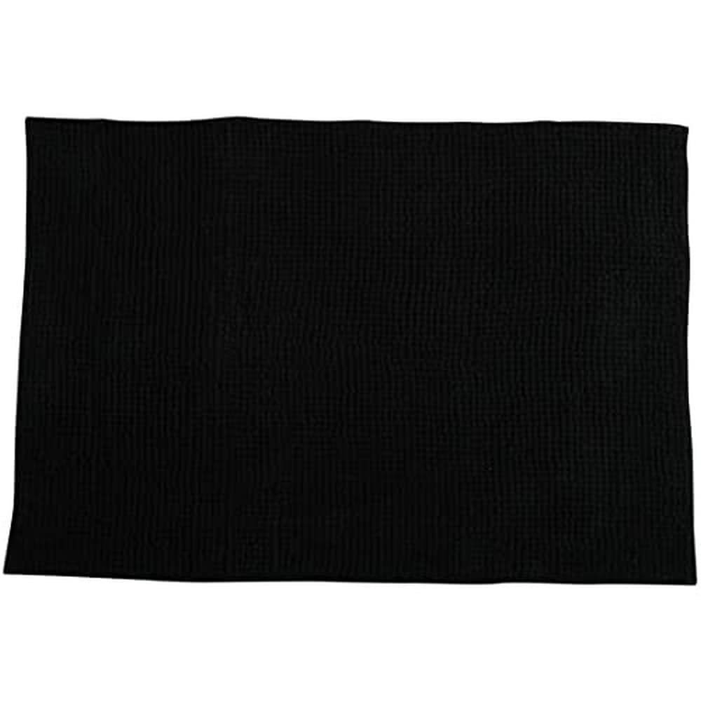 MSV Chenille Bath Mat, Microfibre, Black , 60 x 90 cm