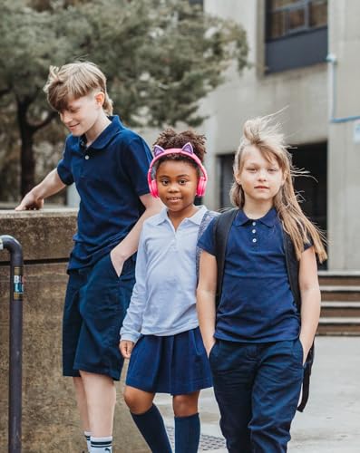 Image of Girls short Sleeve Pique Polo Shirt, Navy, Medium