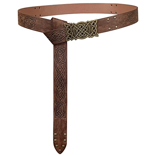 GelConnie Viking Leather Belt - Ren Faire & Medieval Mens Wide PU Leather Belt with Renaissance Leather Ring