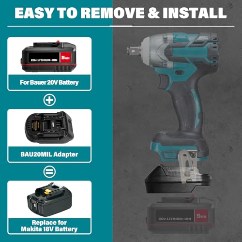 Adaptador Bauer 20V a Makita 18V para herramientas inalámbricas 2