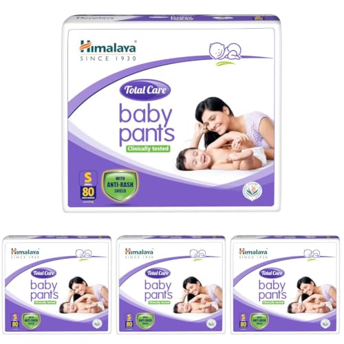 Image of Himalaya Total Care Baby Pants Diapers, Small, 80 Count, Upto 4-8 kg, White, S (Pack of 4)