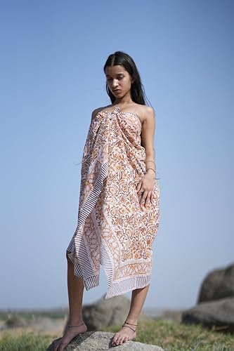 Hand Block Printed Cotton Sarong | Made by Artisans in India | Beach Wrap Made from Natural Fabrics | Durable and Lightweight Cover-Up2