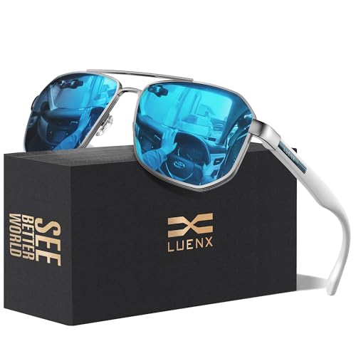 Image of Luenx Aviator Polarized Sunglasses for Men: Square UV400 Driving