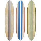 Gerrii 3 Pieces Large Surfboard Wall Decor 23.6' x 5.4' Wood Surf Boards for Decorating Beach Hangings Signs Tropical Wall Art Hawaiian Summer Sign Tiki Bar Decor for Bedroom Room(Stripe)