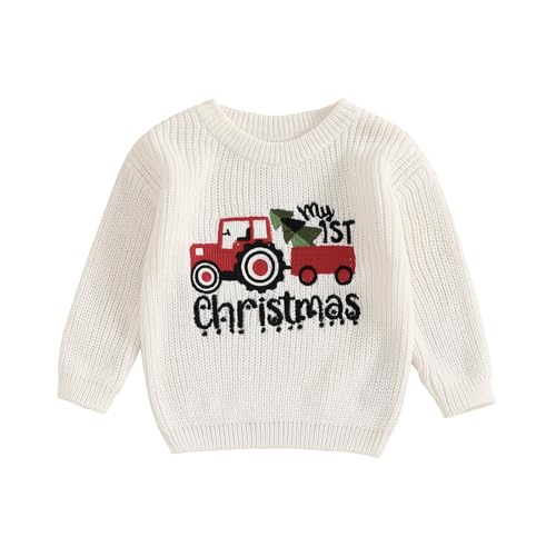 Image of Nokpsedcb Baby Girl Boy Cute Gingerbread Man Embroidery Long Sleeve Oversized Sweater Newborn Infant Christmas Outfits