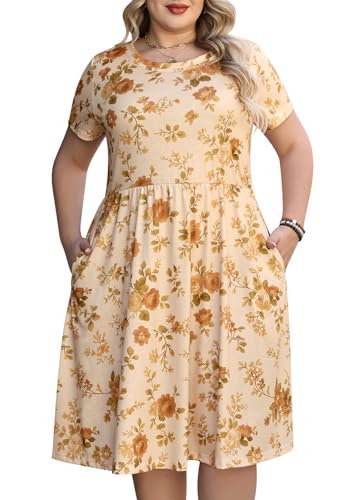 Image of Nemidor Women Plus Size Casual Dress Midi Flt Flare Pocket