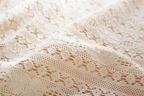 Nappe de table rectangle beige dentelle géométrique 150x180 cm - 8