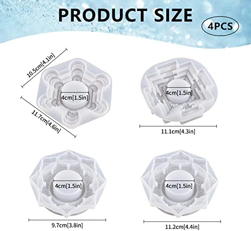 Bekecidi 4 PCS Candle Holder Resin Moulds, Lotus Flower Candlestick Silicone Moulds Tealight Holders Epoxy Resin Moulds DIY Decoration Crafts Casting Mold for Home Candle Decor