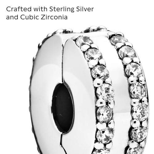 Pandora Double Lined Pavé Clip Charm - Compatible Moments Bracelets - Jewelry for Women - Gift for Women in Your Life - Made with Sterling Silver & Cubic Zirconia, No Gift Box3