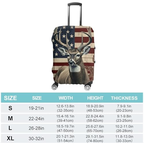 Travel Luggage Cover Elastic Suitcase Protector Anti-Scratch Washable Americana Flag Deer Luggage Sleeve Tsa Approved Carry on Covers Baggage Cover Fits 18-32 Inch Luggages2