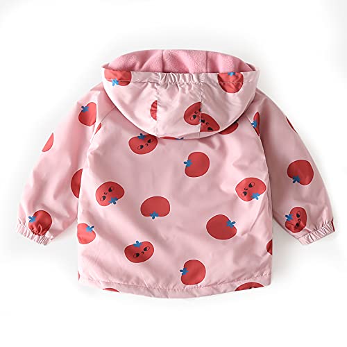 Image of Happy Cherry Kids Boys Girls Fleece Lined Windbreaker Jacket Fashion Prints Hoodie for Fall Winter