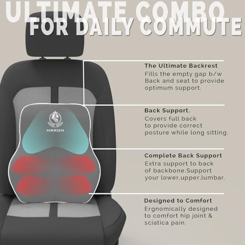 Image of MRRON Back Support for Office Chair | 3 Years Warranty | Medical Grade Memory Foam Car Seat Back Support, Orthopedic Lumbar Back Rest for Back Pain Relief - Back Pillow for Sitting Long Hours