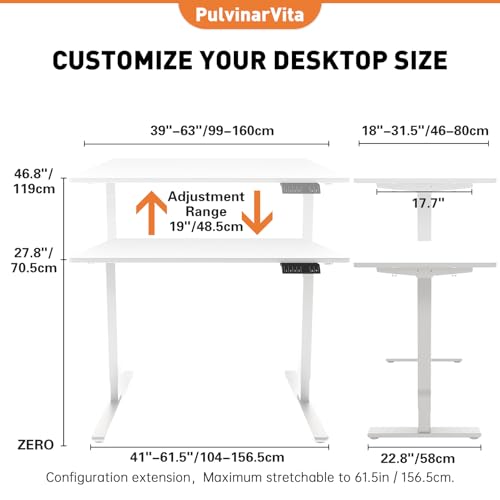 Image of Dual Motor Standing Desk Frame 256 lbs Weight Capacity, Stand up Desk Frame Workstation, Electric Adjustable Legs, 3 Memory Height Settings, with Cable Management Tray, 2pcs Headphone Hook