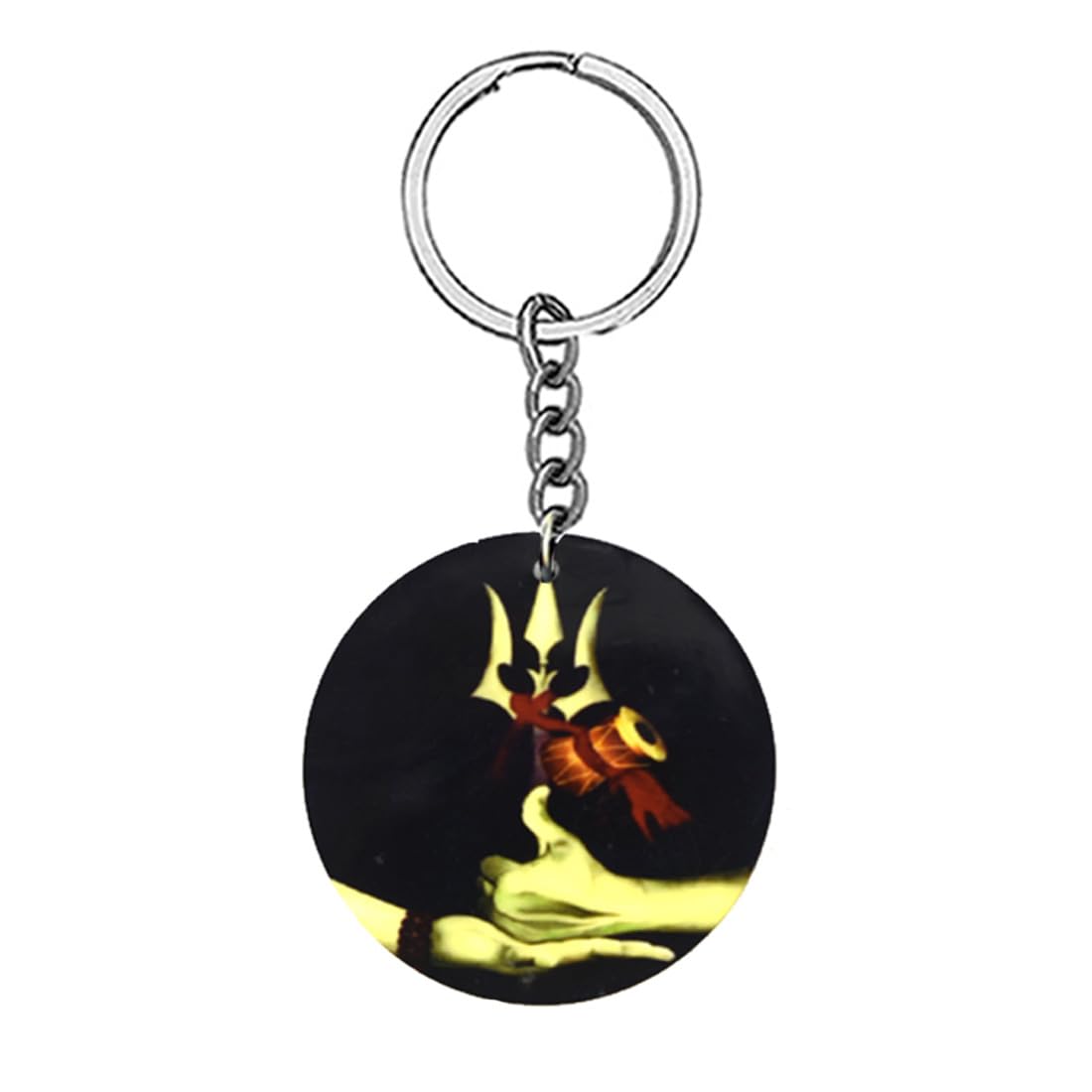 Lord Mahadev Shiv Shankar Trishul Round Wooden Keychain for Men and Women-image-22