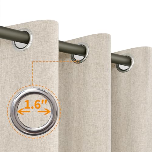 Image of YoungsTex Oatmeal Linen 100% Blackout Curtains 68 Inch Length for Bedroom, Full Room Darkening Thermal Insulated Drapes with Grommet Heat Blocking for Short Living Room, 2 Panels, 52 X 68 Inch