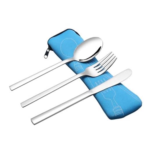 Fosly 3 Piezas Cubiertos Inoxidable Camping, Cubiertos Camping Portatil para 1 Persona