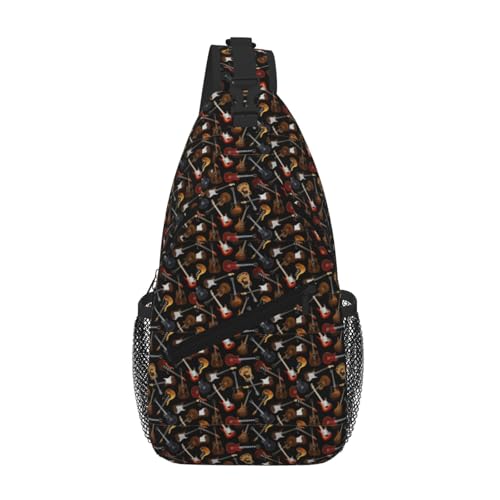 Sac à bandoulière léger imprimé guitares, sac à dos de voyage unisexe