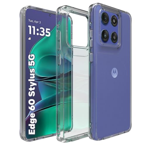 Image of RIGGEAR Shockproof Clear Hybrid Armor Back Cover Case Compatible with Motorola Moto Edge 60 Stylus 5G (Transparent PC and TPU Bumper)