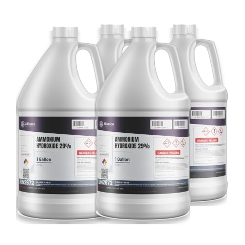 Ammonium Hydroxide 29% ACS Grade - 144 Gallons (4 x 36 Cases) - Clear Ammonia Cleaner for Chemical Synthesis