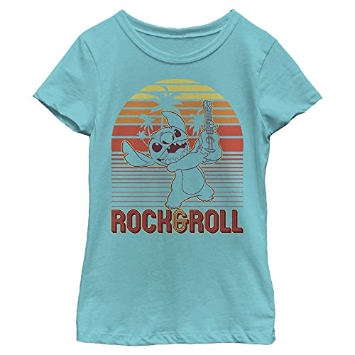 Disney Lilo Rock and Roll Stitch Girl's Solid Crew Tee