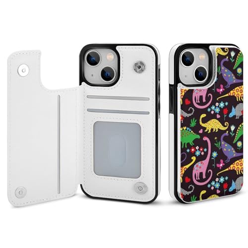 適用 iPhone14Pro用ケース 手帳型 恐竜 花柄 かわいい スマホケース カード収納 スタンド機能 アイフォン14Proケース 耐衝撃 PUレザー カバー 財布型 Case