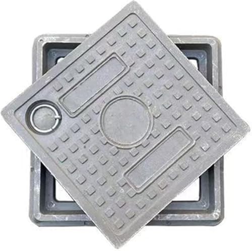 CATANK Tapa de alcantarilla Cuadrada de Resina Resistente con Asas - Tapa Antideslizante para fosas sépticas, para alcantarillas y Jardines - 60 x 60 x 4 cm - Cubierta Resistente para pav